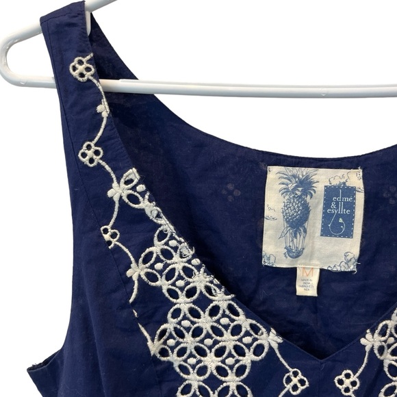 Edme & Esyllte Anthropologie Navy White V Neck Dress with Pockets Size Medium - Picture 4 of 10